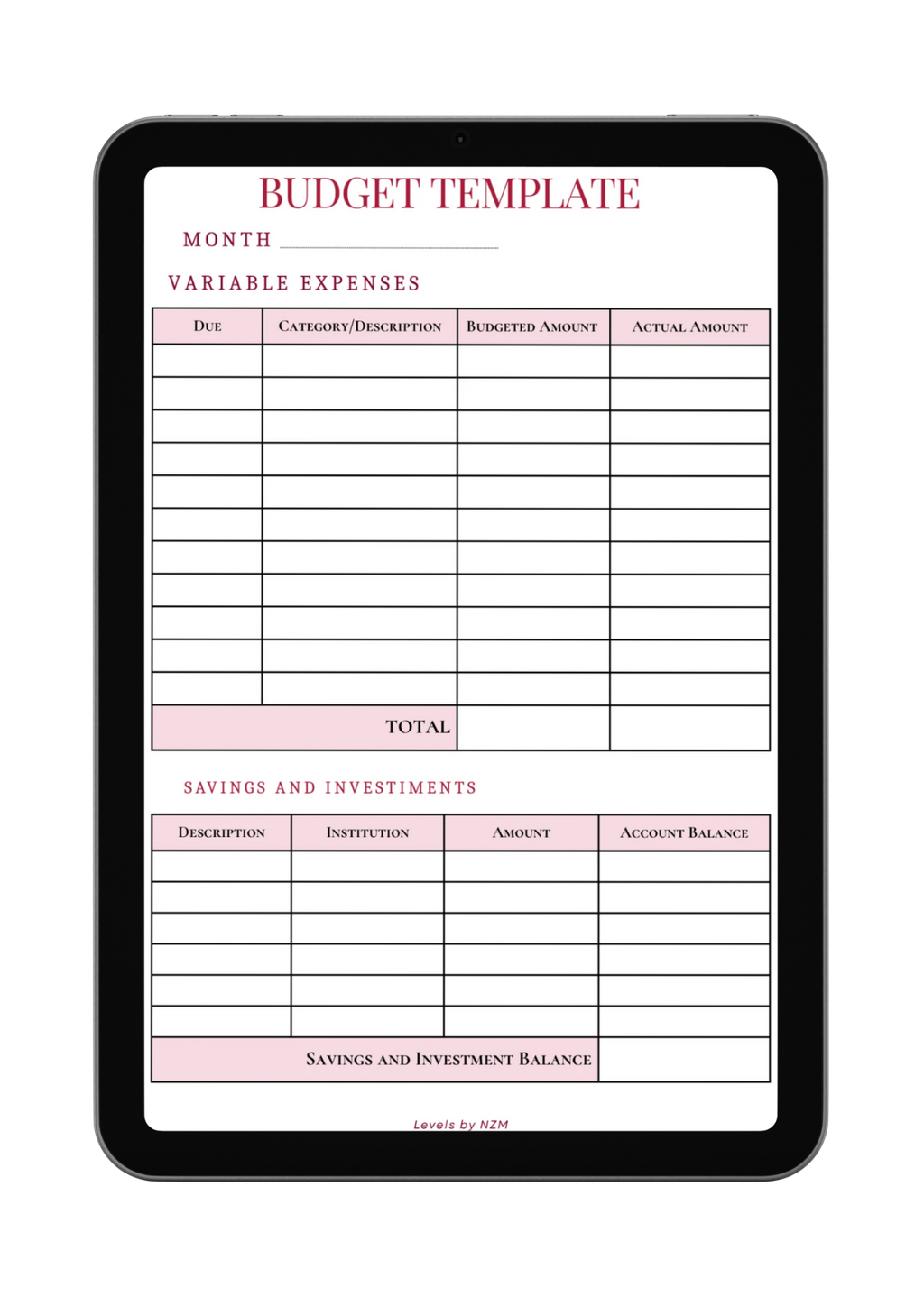 Budget Sheets