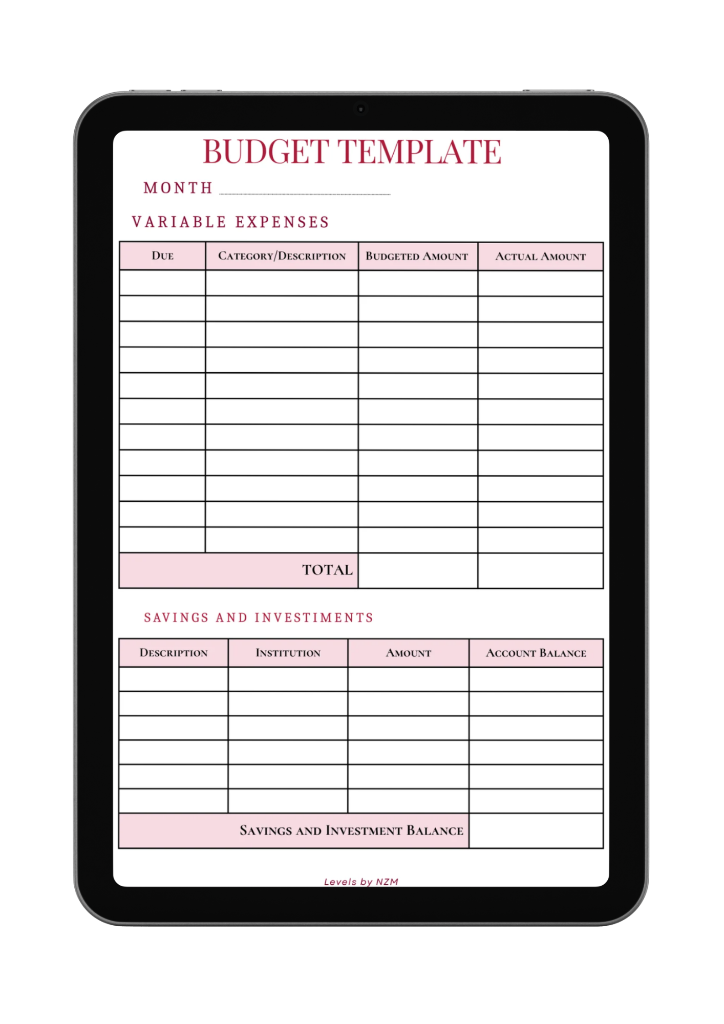 Budget Sheets